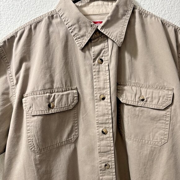 Wrangler Button Down Shirt Vtg Style Men’s Large Classic Western Beige Khaki - Picture 2 of 4